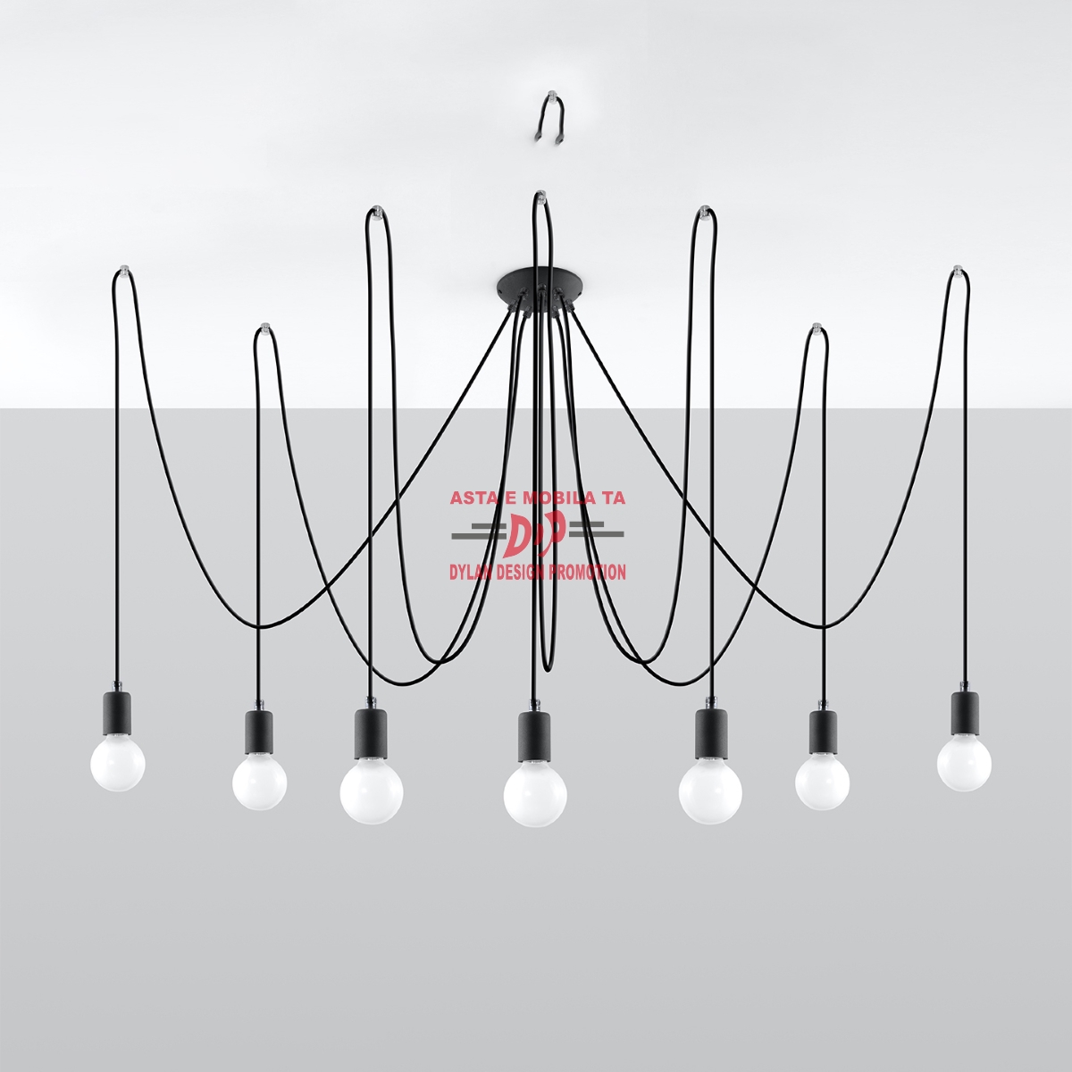 Candelabru EDISON 7 negru