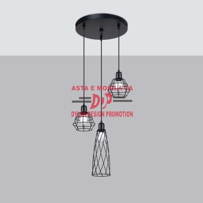 Lampă suspendată SUBA 3P negru
