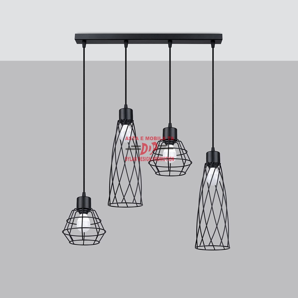 Lampă suspendată SUBA 4L negru
