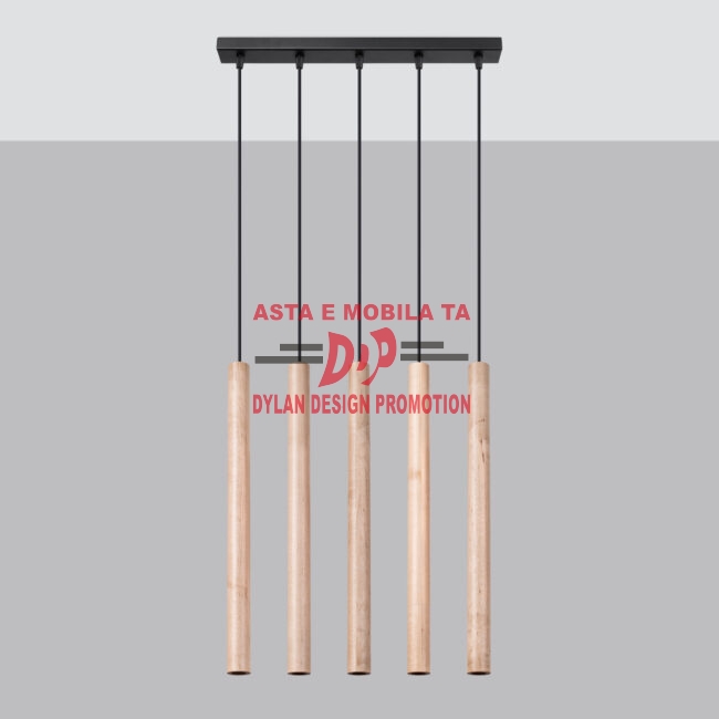 Lampă suspendată PASTELO 5L lemn